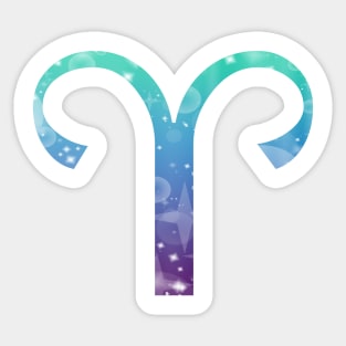 Aries Zodiac Symbol in Magical Mermaid Colors Sticker